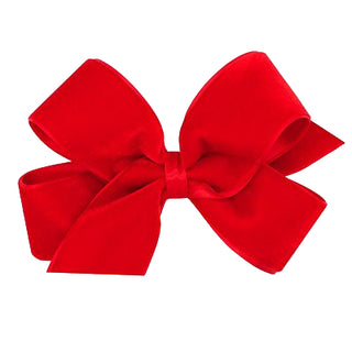 Red Wee Ones Medium Satin Lined Velvet Hair Bow on Clippie
Red bow on a white background