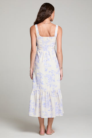 Saltwater Luxe Lilith Midi Dress in Bluebell Blue Rose