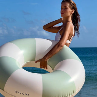 Sunnylife Tube Pool Ring - The Vacay Soft Olive Stripe