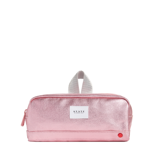 State Bags Clinton Pencil Case - Metallic Pink / Silver