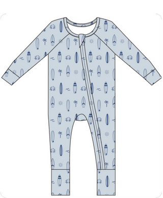 In My Jammers, In My Jammers Surfs Up Zipper Romper - Basically Bows & Bowties