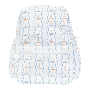 Small Apple of My Isla The Backpack - Sailboats Backpack with sailboat pattern on a white background