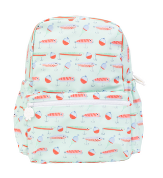 Small Apple of My Isla The Backpack - Lures Backpack with fishing lure pattern on a white background