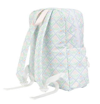 Large Apple of My Isla The Backpack - Pastel Floral Backpack with a patterned design on a white background