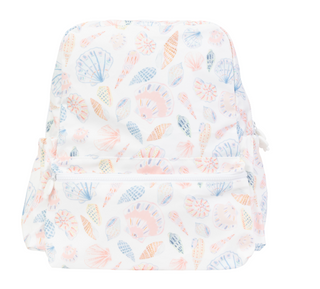 Large Apple of My Isla The Backpack - Shells Patterned diaper on a white background