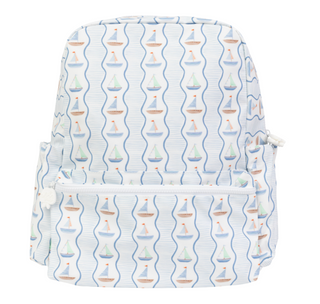 Large Apple of My Isla The Backpack - Sailboats Backpack with sailboat pattern on a white background