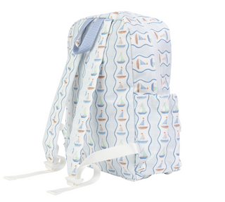 Large Apple of My Isla The Backpack - Sailboats Children's backpack with sailboat pattern on a white background