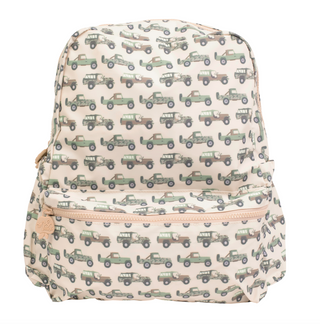 Large Apple of My Isla The Backpack - Jeeps Backpack with truck pattern on a white background