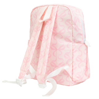 Large Apple of My Isla The Backpack - Bows on Pink Pink tie-dye backpack with white drawstrings on a white background