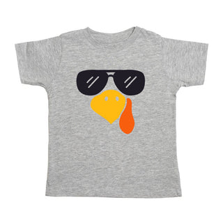 Sweet Wink Turkey Shades Thanksgiving Short Sleeve Tee - Gray