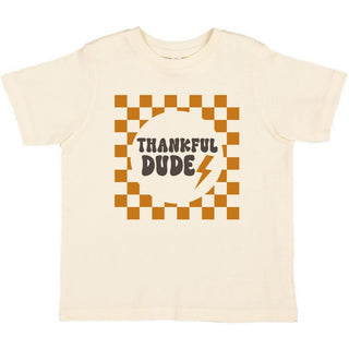 Sweet Wink Thankful Dude Checker Thanksgiving Short Sleeve Tee - Natural