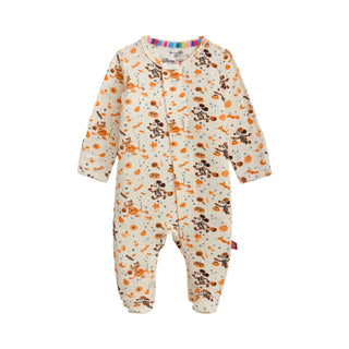 Magnetic Me Spooky Season Modal Footie Baby onesie with Disney character pattern on a white background