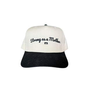 Strong As A Mother® Script Canvas Hat - Natural / Black
Two-tone cap with 'Strong as a Mother' text on a light gray background