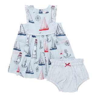 Pink Chicken Baby Girls Courtina Dress Set - Nautical Adventure