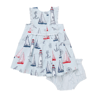 Pink Chicken Baby Girls Courtina Dress Set - Nautical Adventure
