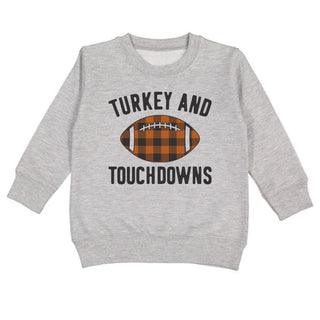 Sweet Wink Turkey and Touchdowns Thanksgiving Sweatshirt - Gray