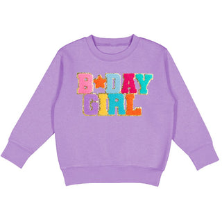 Sweet Wink Birthday Girl Patch Sweatshirt - Lavender