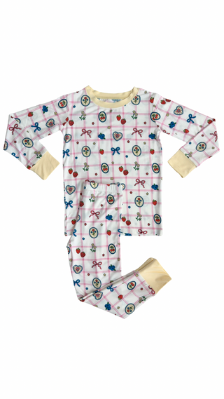 In My Jammers Two Piece Set - Sweet Plaid
Children's pajama set with colorful pattern on a white background