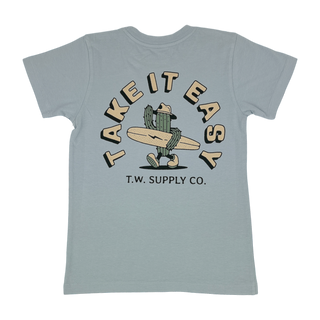Tiny Whales Take It Easy Short Sleeve Tee - Stone Blue