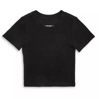 KatieJ NYC Tween Livi Ribbed Babydoll S/S Tee - Black