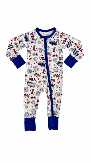 In My Jammers USA Zipper Romper