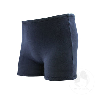 Wee Ones Basic Wundershorts™ - Navy Navy blue shorts on a white background