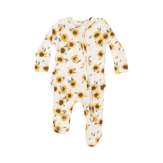 Angel Dear 2 Way Zipper Ruffle Footie - Ribbed Baby Sunflowers