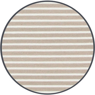 Lou Lou and Company Top and Bottoms - Banks
Round rug with beige and white striped pattern on a white background