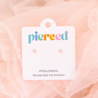 Pierced Co. Pink Opals Earrings
Earring on a 'pierceed' branded card with pink fabric background