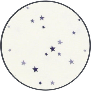Lou Lou and Company Top and Bottoms - George
Round white plate with purple star patterns on a white background