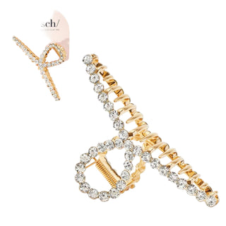 Kitsch Metal Rhinestone Loop Claw Clip - Gold