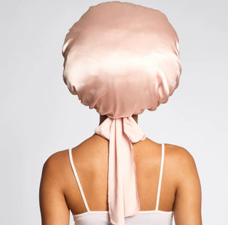 Kitsch Adjustable Oversized Satin Bonnet - Blush