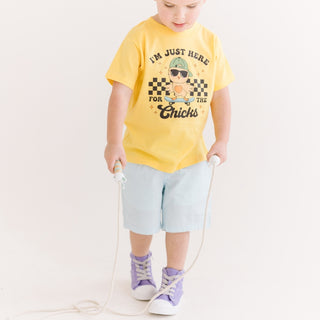 Benny & Ray, Here For the Chicks Easter Short Sleeve Tee - Yellow Gold - Basically Bows & Bowties