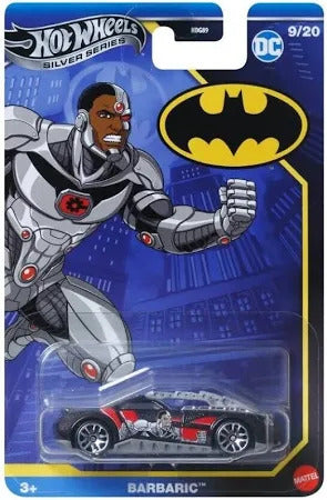 Mattel Hot Wheels Batman Theme Barbaric Collector Diecast - Silver Series Hot Wheels Barbaric figure from DC Comics in packaging