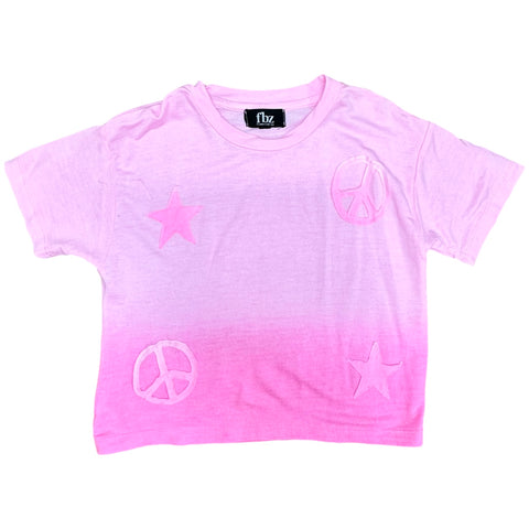 FBZ Pink Ombre Star & Peace Sign S/S Tee