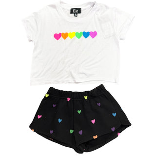 Flowers By Zoe, FBZ Neon Hearts Black Shorts - Basically Bows & Bowties