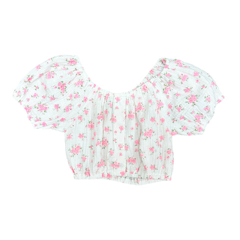 FBZ Pink Floral Cheesecloth Top