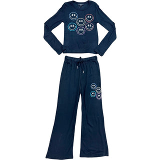 FBZ Rhinestone Smiley Face Black L/S Tee, Flowers By Zoe, cf-size-5, cf-size-6, cf-size-large-10-12, cf-size-medium-8-10, cf-type-shirts-&-tops, cf-vendor-flowers-by-zoe, FBZ, FBZ Hoodie, Flo