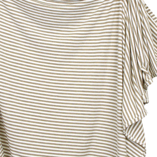 Lou Lou and Company Ribbed Swaddle Blanket - Indy
Close-up of a striped shirt with beige and white horizontal lines.