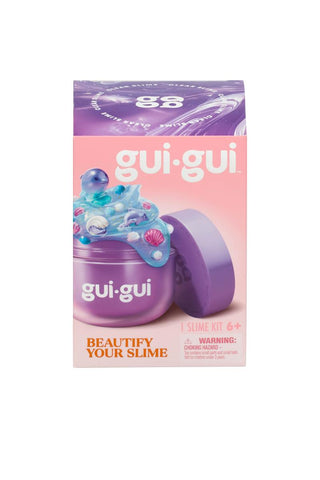 Gui Gui™ Surprise Slime Kit with Mini Figure & Charms
gui-gui slime kit packaging with purple container and colorful slime on a white background