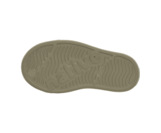 Native Jefferson Shoes - Elm Green / Vetiver Grey Top view of a shoe sole with tread pattern on a white background