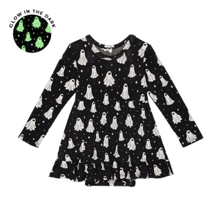 Posh Peanut Ghostly L/S Ruffled Bodysuit Dress