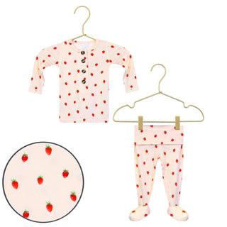 Lou Lou and Company Top and Bottoms - Junie
Baby outfit with strawberry pattern on a white background