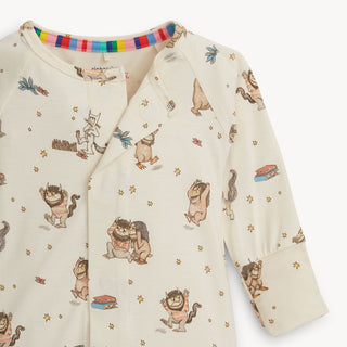 Magnetic Me Where The Wild Things Are Right Fit Convertible Coverall Children's long-sleeve shirt with cartoon character print on a white background