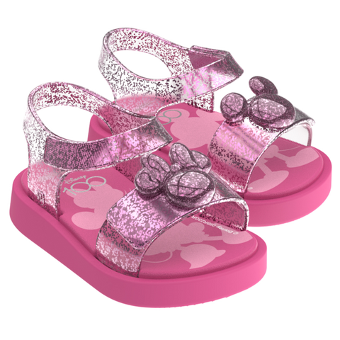 Mini Melissa Jump + Disney 100 Sandal BB - Pink / Glitter Pink