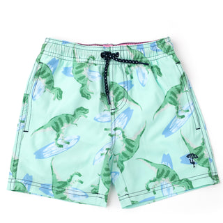 Shade Critters Surfin Dino Mint Boys 4 Way Stretch Swim Trunks