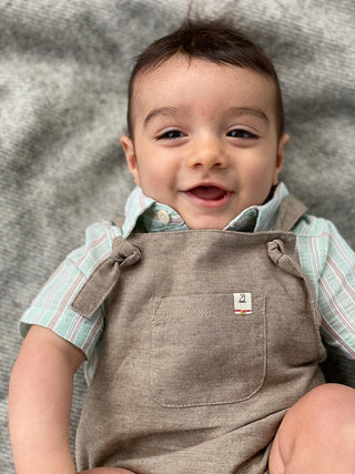 Me & Henry Beige Reef Knotted Bubble, Me & Henry, Boy Bubble Romper, Boys Clothing, Bubble Romper, cf-size-0-3-months, cf-size-12-18-months, cf-type-romper, cf-vendor-me-&-henry, CM22, Infant