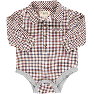 Me & Henry Navy / Cream / Wine Jasper Woven Plaid Onesie, Me & Henry, Boys Clothing, Infant Boy Clothing, JAN23, Me & Henry, Me & Henry Fall 2021, Me & Henry Jasper Woven Plaid Onesie, Me & H