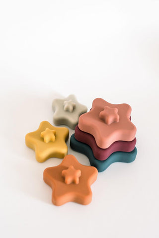 Three Hearts Stella Star Stackers - Muted, Three Hearts, Stacking Toy, Teether, Teething, Teething Toy, Three Hearts, Three Hearts Modern Teething Accessories, Three Hearts Muted, Three Heart