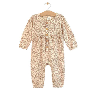 City Mouse Jersey Button Gathered Romper - Dusty Rose Garden, City Mouse, City Mouse, City Mouse Clothing, City Mouse Dusty Rose Garden, City Mouse Fall 2021, City Mouse Jersey Button Gathere